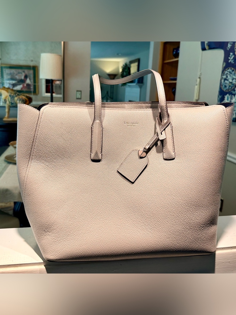 kate spade pebble leather tote in taupe